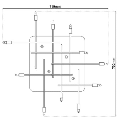 LED -plafondlamp "Ancona" met achtergrondverlichting gemaakt van metaal in roestvrijstalen optiek, G9 -versies, lamp voor woonkamer, eetkamer, gang en kantoor, ca. 71 x 70 cm