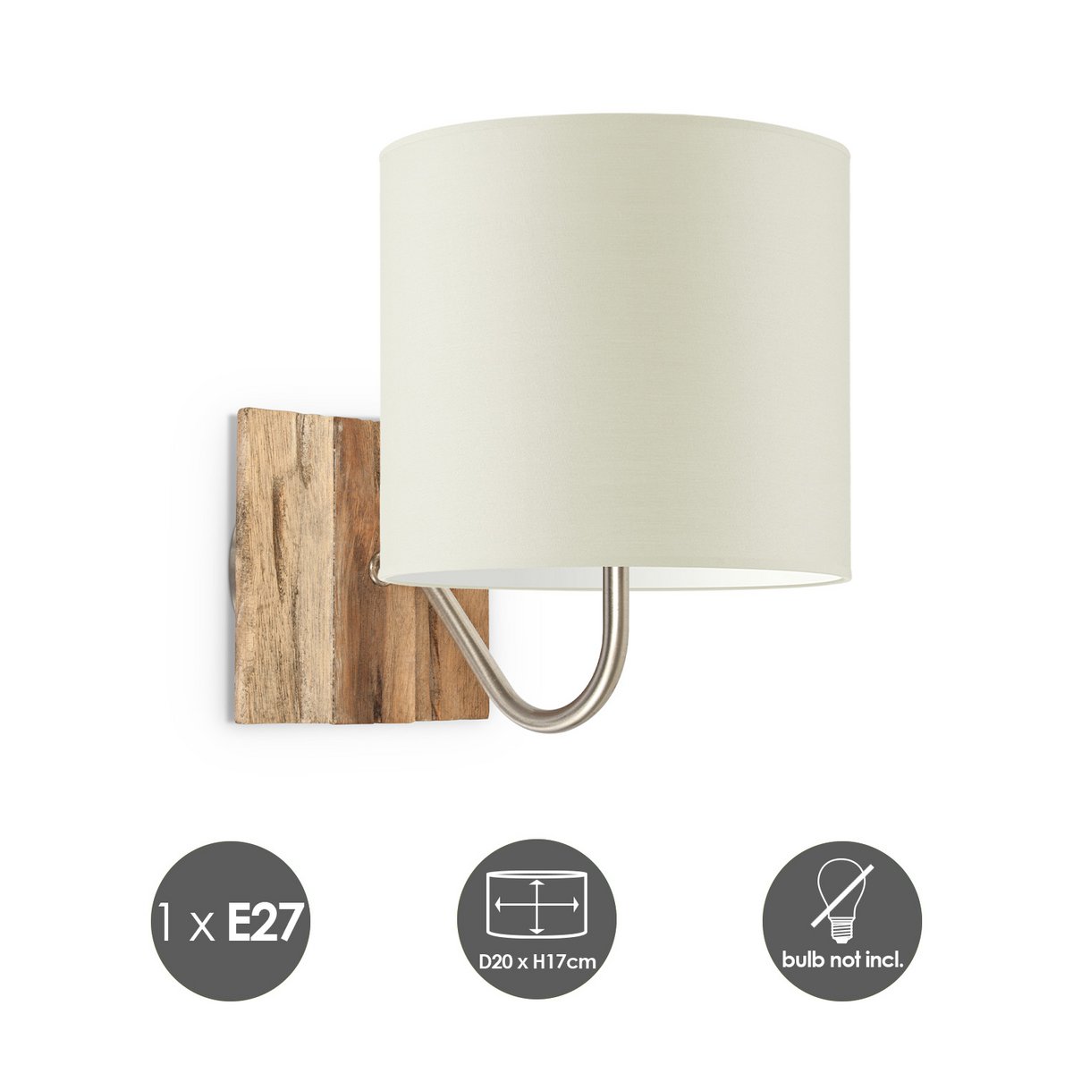 Home Sweet Home Wandlamp - Drift E27 Lampenkap warm wit 20cm