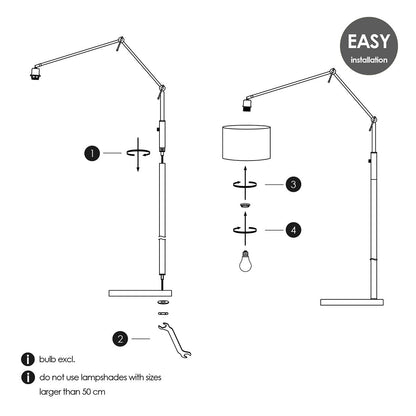 Home Sweet Home vloerlamp voet Shift 80/35/160 - Geborsteld staal