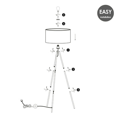 Home Sweet Home Moderne Vloerlamp - Staande Lamp - Wit met Lampenkap