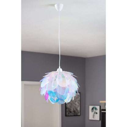 Hanger lamp "fora" gemaakt van metaal en iriserend plastic, e27 socket, verlichting voor woonkamer, eetkamer en kantoor, Ø40 cm