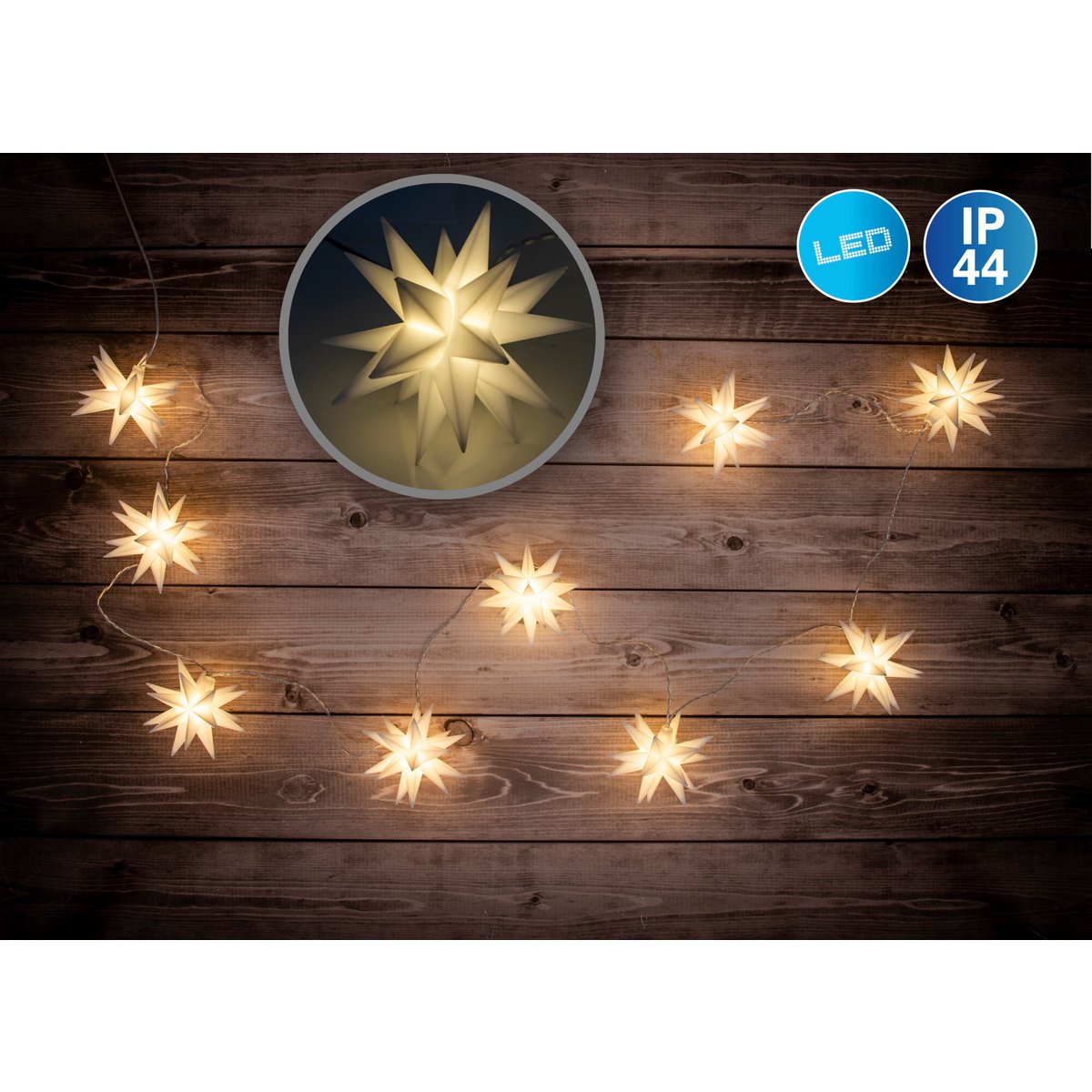 9 serie buiten LED Kerstmis lichte keten 3D-sterren /kerstlichten-wit