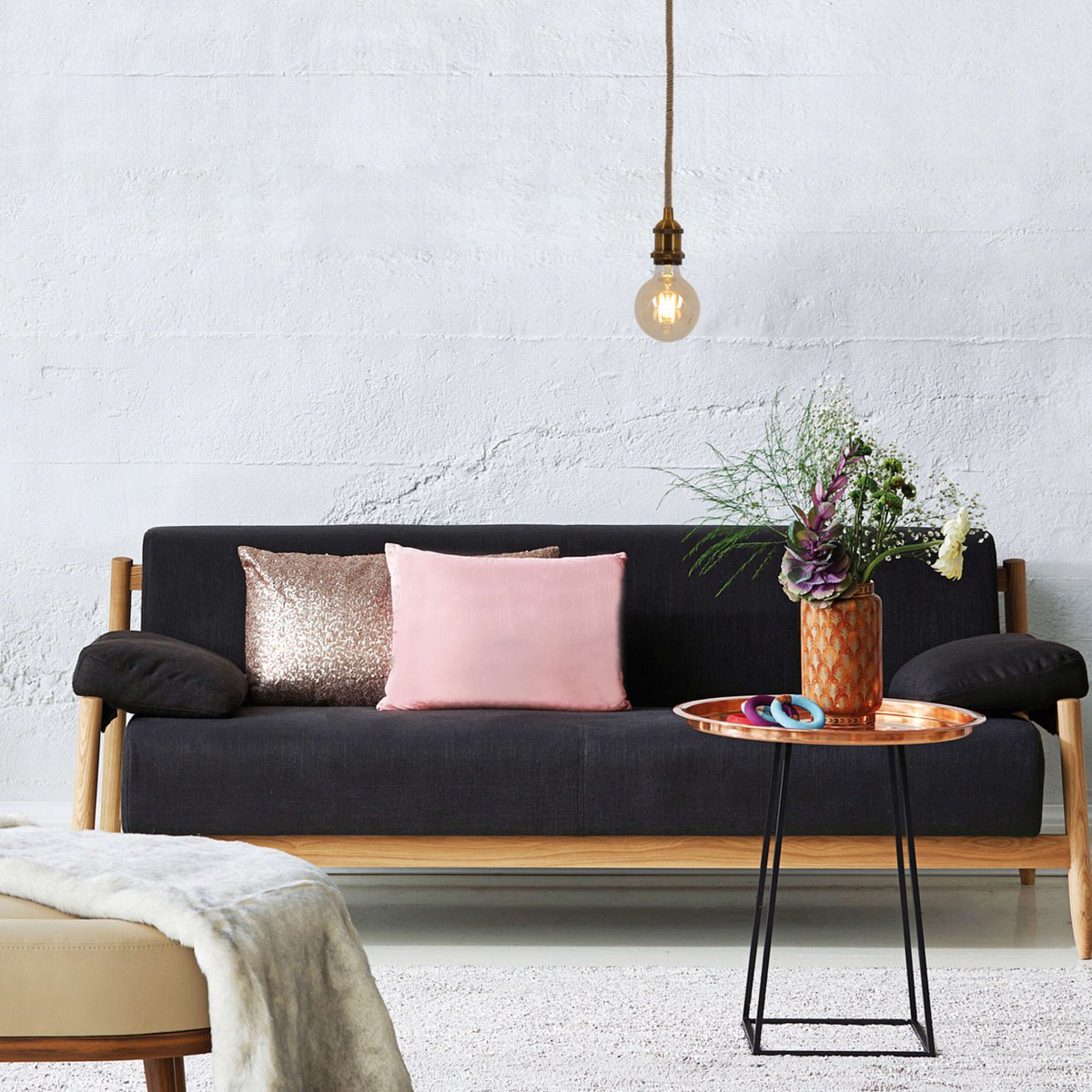 Metalbaldachin "Ontario" decoratieve hanglamp gemaakt van metaal in alt-messing en jute, E27-versie, verlichting voor woonkamers of kantoor.