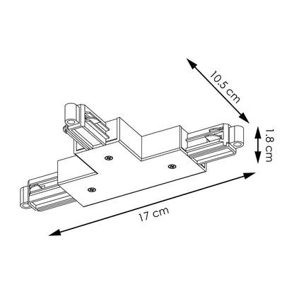 Railverlichting onderdeel T verbinder | 17/10.5/1.8cm | Zwart