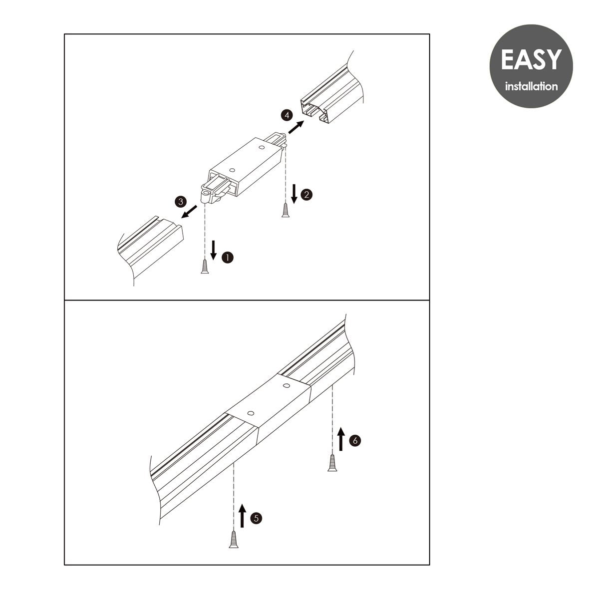 Railverlichting onderdeel lang verbinder | 17/3.5/1.8cm | Zwart