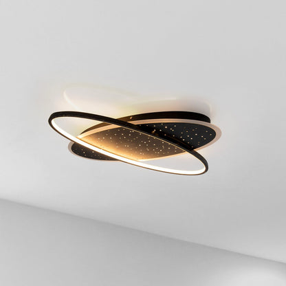 LED -plafondlamp "Stelaris" ongeveer 60 cm lang, gemaakt van metaal en plastic in het zwart, met stevig gebouwde LED's, verlichting voor woonkamers en kantoor