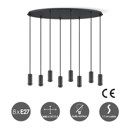 Home Sweet Home Zwarte ovale metalen Hanglamp 8L - 80/25/117.5CM