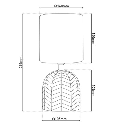 Keramisch tafellicht "folio" wit, tafellamp gemaakt van keramiek, wit, met E14 -aansluiting, voor eetkamer, woonkamer, gang of kantoor, 27,50 cm hoog