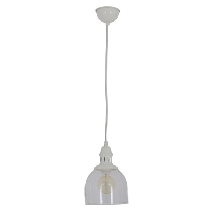 Glazen hanglamp "Mumbai", retro klassiek gemaakt van metaal en glas in wit, E27