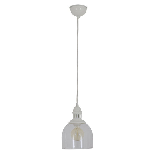 Glazen hanglamp "Mumbai", retro klassiek gemaakt van metaal en glas in wit, E27