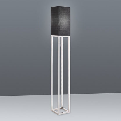 Staande lamp "Alfa", moderne vloerlamp gemaakt van metaal en textiel in chroom/donkergrijs, met E27 -aansluiting, 150,5 cm hoog, chique lamp voor gang, woonkamer en kantoor