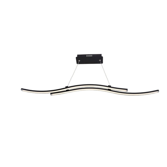 LED hanglamp "onda", hanglamp gemaakt van metaal en plastic in zwart, met stevig ingebouwde LED's, verlichting voor woonkamer, eetkamer of kantoor, 96 cm lang