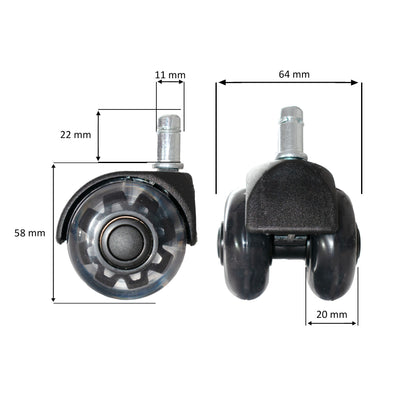 set van 5 lichtlopende universele heavy-duty wielen voor