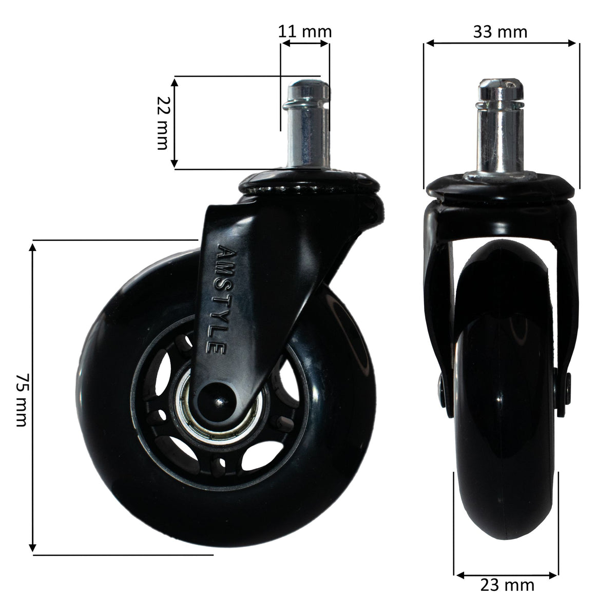 Set van 5 lichtlopende universele heavy-duty wielen