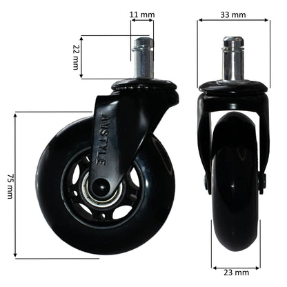Set van 5 lichtlopende universele heavy-duty wielen