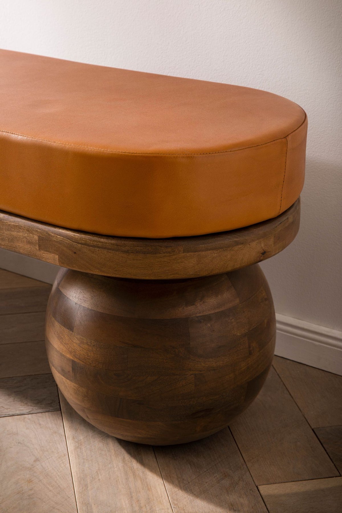 Bank Geitenleer Mango Massief Houten Bank 140x47x40 cm