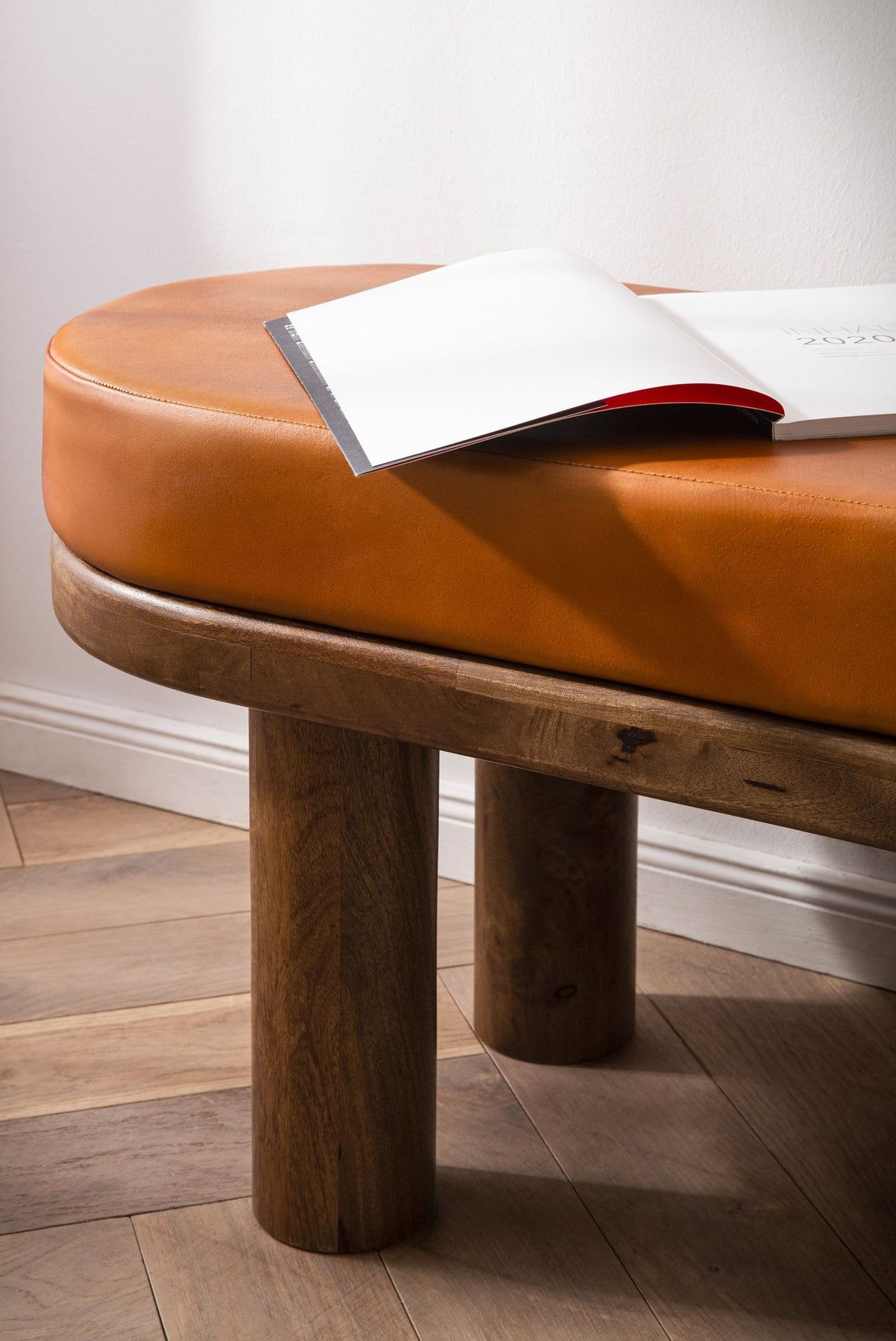 Bank Geitenleer Mango Massief Houten Bank 140x47x40 cm
