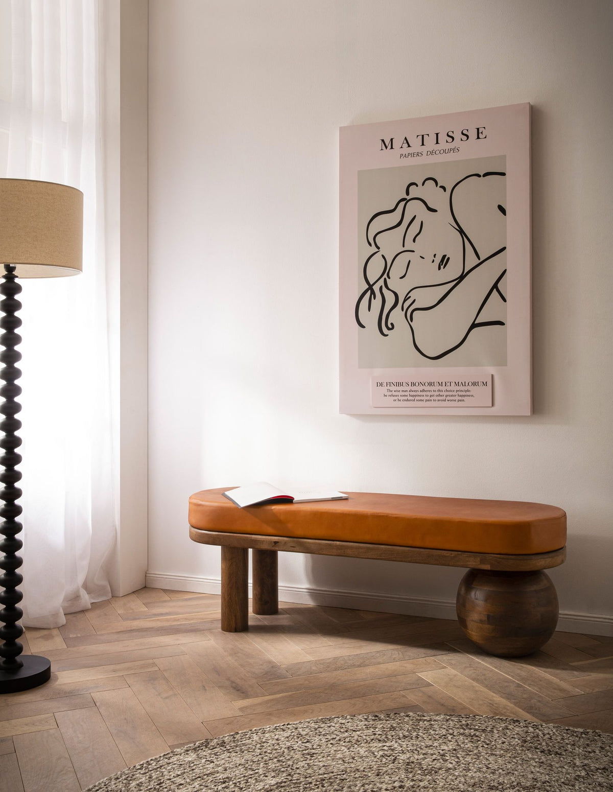 Bank Geitenleer Mango Massief Houten Bank 140x47x40 cm