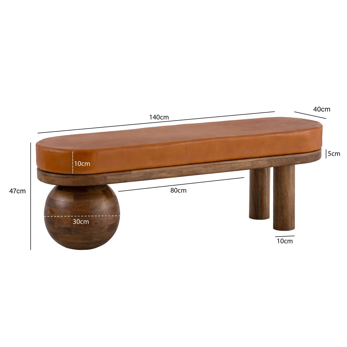 Bank Geitenleer Mango Massief Houten Bank 140x47x40 cm