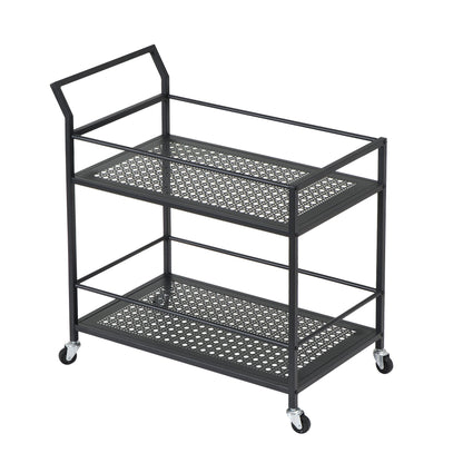 Serveerwagen Metaal Zwart 79x45x83 cm met Wielen