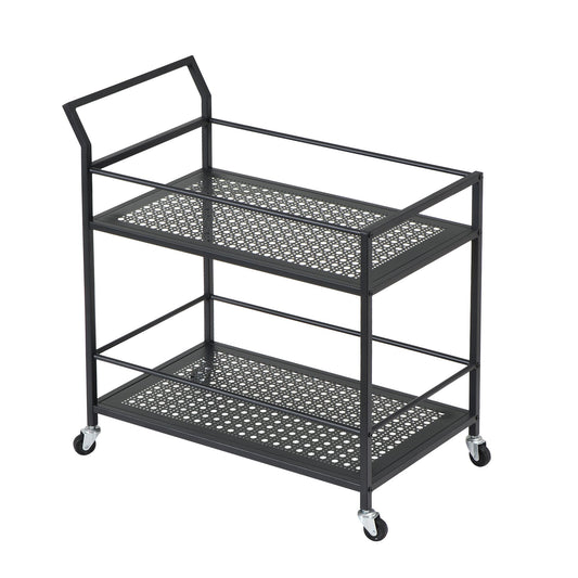 Serveerwagen Metaal Zwart 79x45x83 cm met Wielen