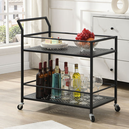 Serveerwagen Metaal Zwart 79x45x83 cm met Wielen