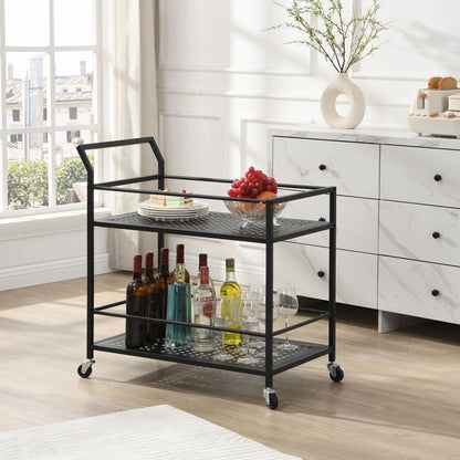 Serveerwagen Metaal Zwart 79x45x83 cm met Wielen