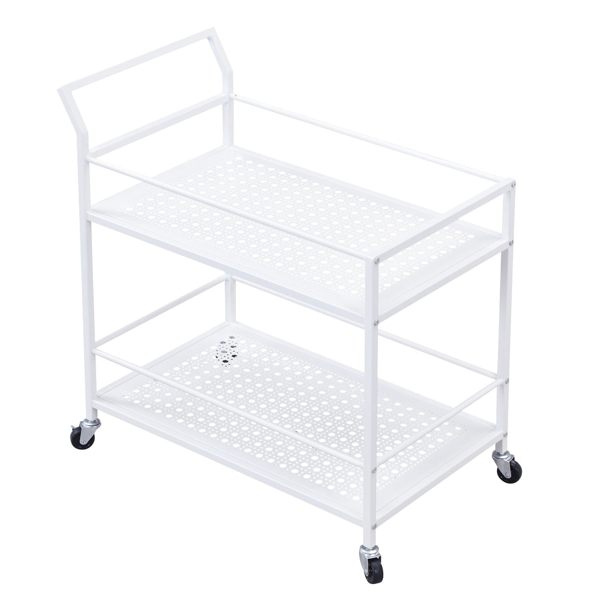 Serveerwagen Metaal Wit 79x45x83 cm met Wielen & Remmen