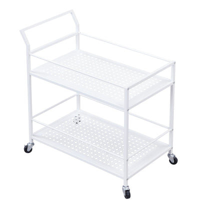 Serveerwagen Metaal Wit 79x45x83 cm met Wielen & Remmen