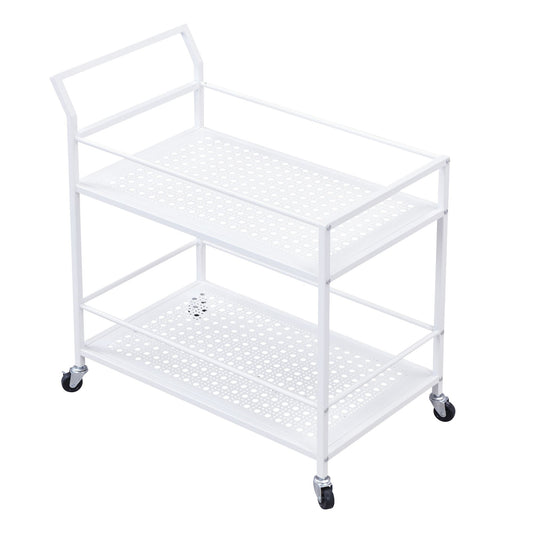 Serveerwagen Metaal Wit 79x45x83 cm met Wielen & Remmen