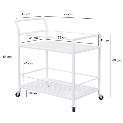Serveerwagen Metaal Wit 79x45x83 cm met Wielen & Remmen