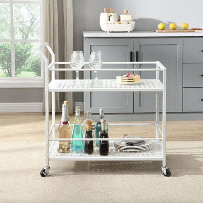 Serveerwagen Metaal Wit 79x45x83 cm met Wielen & Remmen