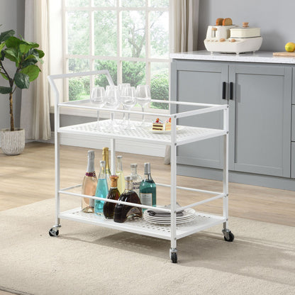 Serveerwagen Metaal Wit 79x45x83 cm met Wielen & Remmen