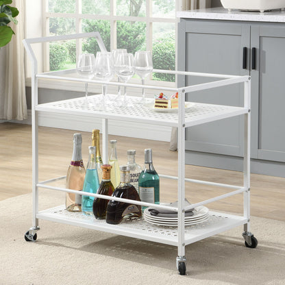 Serveerwagen Metaal Wit 79x45x83 cm met Wielen & Remmen,