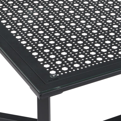 Salontafel Glas Metaal Zwart 100 cm - Rechthoekig