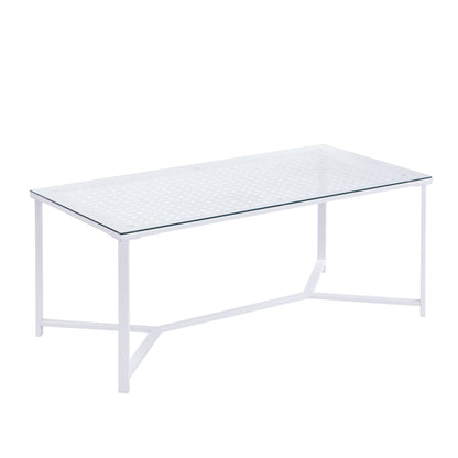 Salontafel Glas Metaal Wit 100 cm - Rechthoekig
