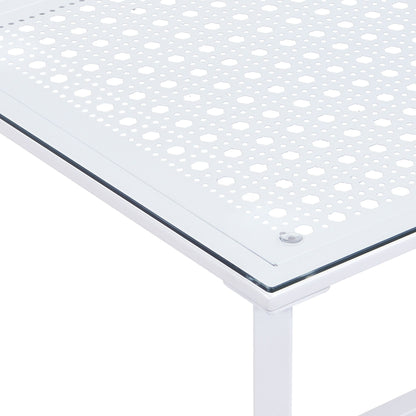 Salontafel Glas Metaal Wit 100 cm - Rechthoekig