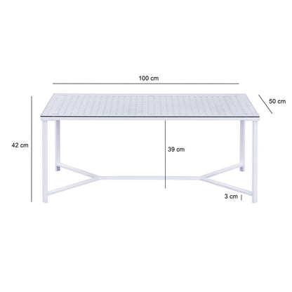 Salontafel Glas Metaal Wit 100 cm - Rechthoekig