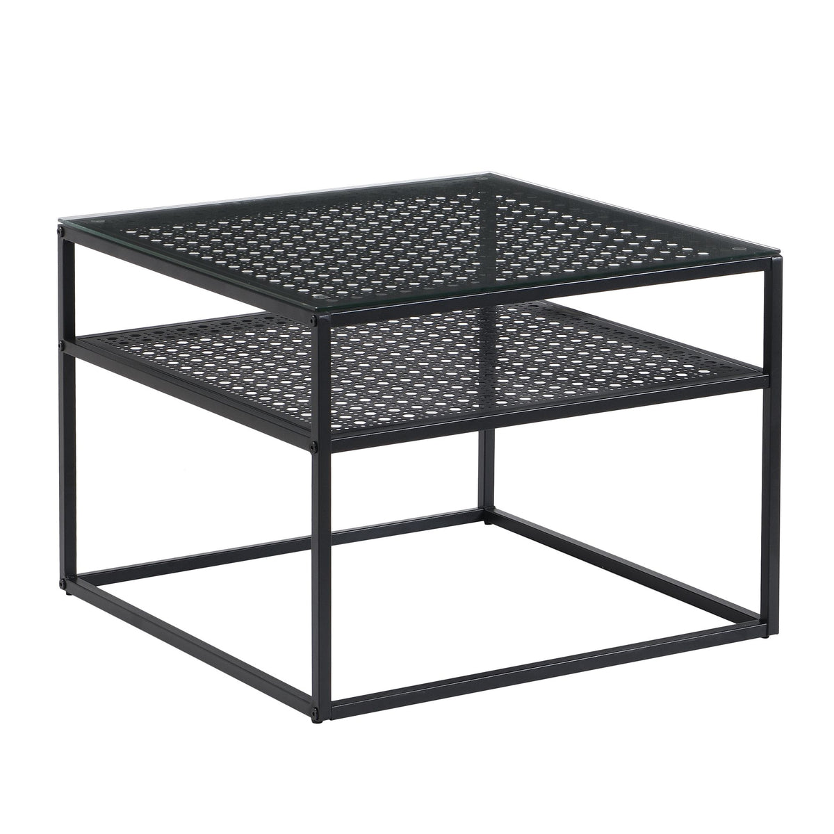 Salontafel Glas Metaal Zwart 60x60x45 cm - Vierkant