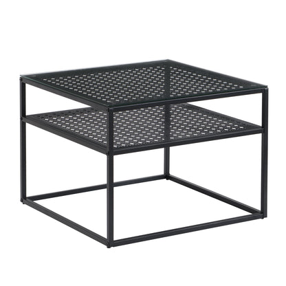 Salontafel Glas Metaal Zwart 60x60x45 cm - Vierkant