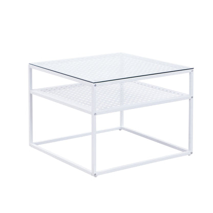Salontafel Glas Metaal Wit 60x60x45 cm - Vierkant