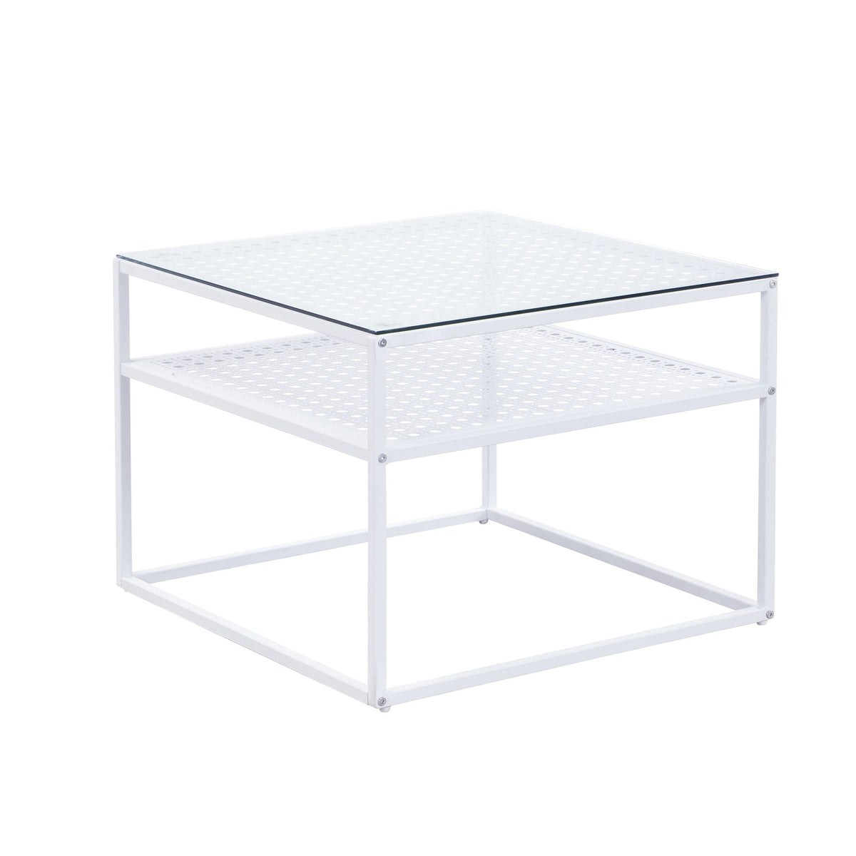 Salontafel Glas Metaal Wit 60x60x45 cm, Vierkante