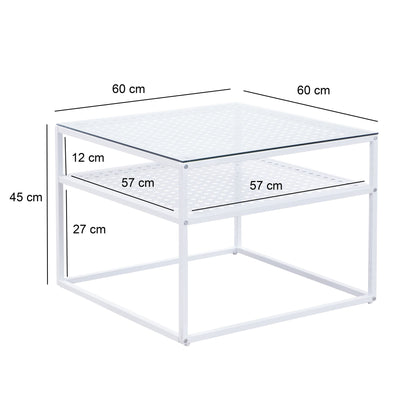 Salontafel Glas Metaal Wit 60x60x45 cm - Vierkant