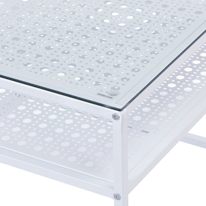 Salontafel Glas Metaal Wit 60x60x45 cm - Vierkant