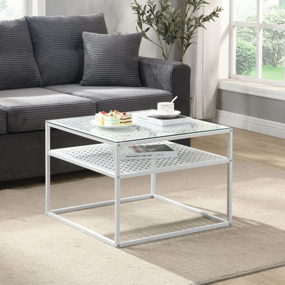 Salontafel Glas Metaal Wit 60x60x45 cm - Vierkant