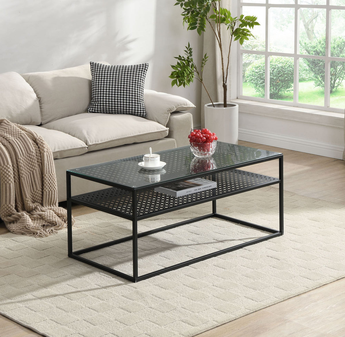 Salontafel Glas Rechthoekig 100 cm Zwart - Modern