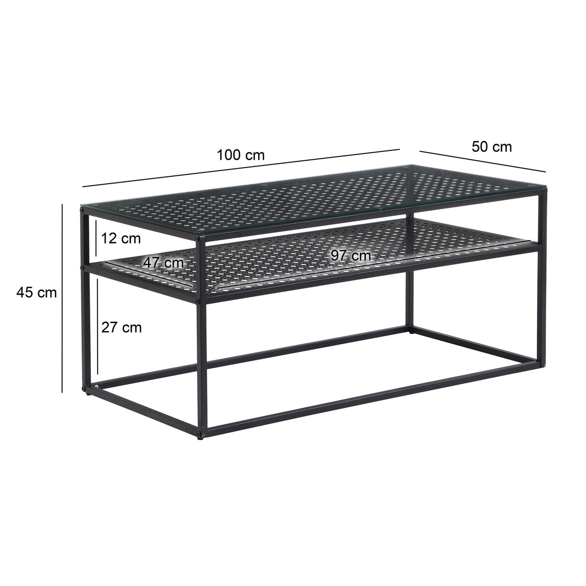 Salontafel Glas Rechthoekig 100 cm Zwart - Modern