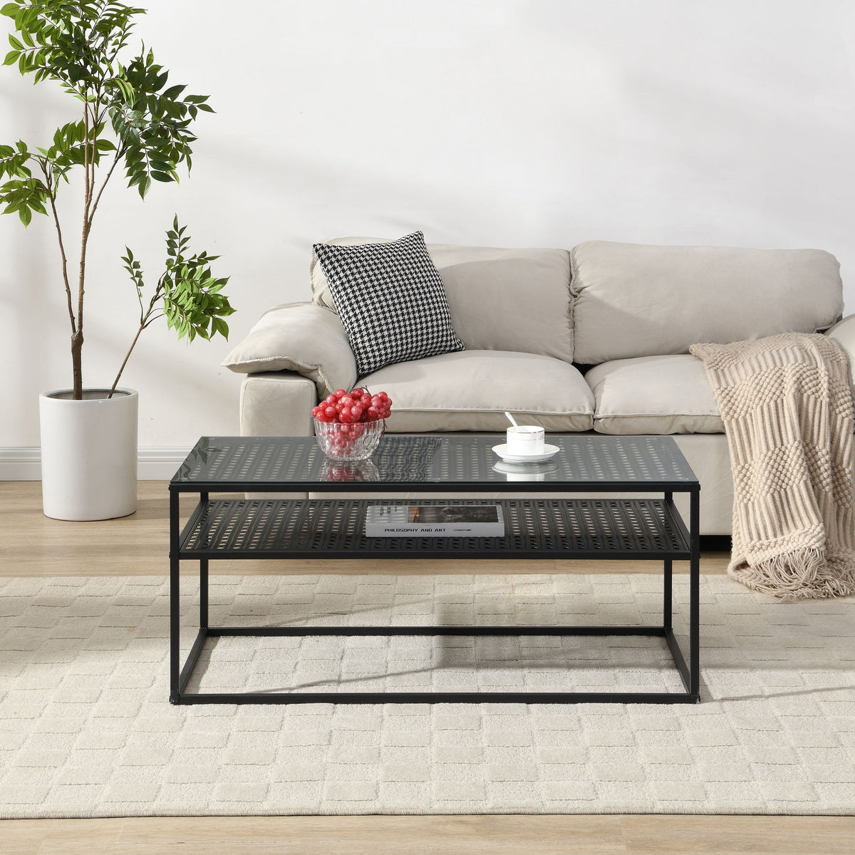 Salontafel Glas Rechthoekig 100 cm Zwart, Moderne