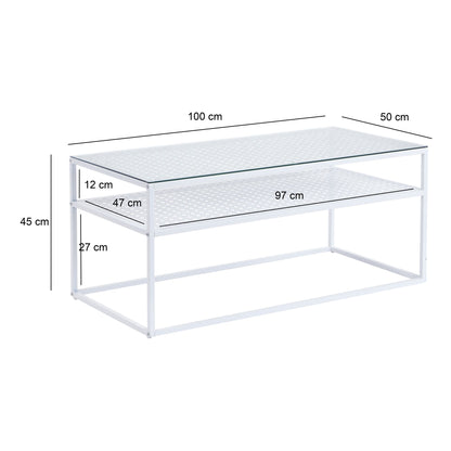 Salontafel Glas Rechthoekig 100 cm Wit, Moderne