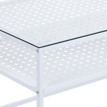 Salontafel Glas Rechthoekig 100 cm Wit, Moderne